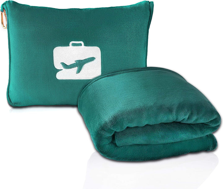 Eversnug Travel Blanket And Pillow - Soft 2 în 1 Airplane Blanket cu Soft Pocket Pillow Cover, Handbag Cover And Backpack Holder (Burgundy Red) Perne calatorie Naty Shop Bluegreen/A Touch Of Paradise (Trace Of Paradise)