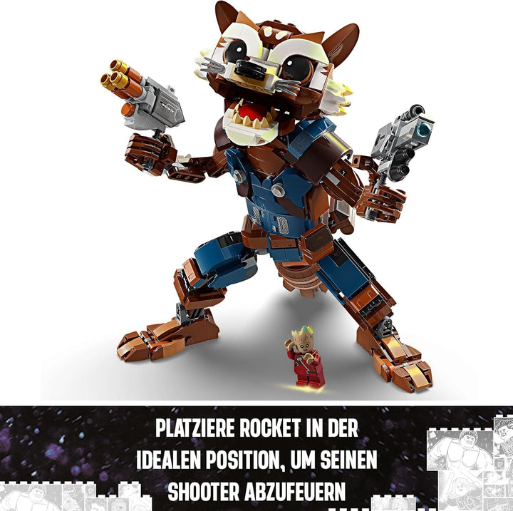 LEGO Marvel Rocket & Baby Groot, jucărie construibilă de supererou pentru copii din Gardienii Galaxiei de la Marvel Studios, figură pentru jocuri de rol, cadou pentru băieți și fete de la 10 ani 76282 Seturi de constructie Besuche den LEGO-Store