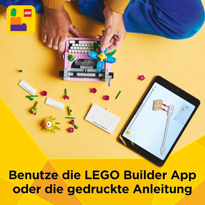 LEGO Creator 3In1 Mașină de scris cu flori - jucărie convertibilă într-un model Keytar sau într-un ghiveci de flori cu blocnotes și stilou - set de construcție - cadou pentru fete și băieți de la 8 ani 31169 Seturi de constructie Besuche den LEGO-Store