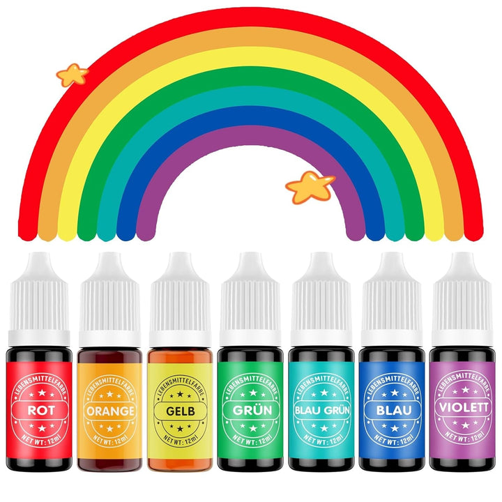 Set coloranti alimentari lichizi, fara zahar Coloranti Alimentari Naty Shop 1-7 culori Culoare curcubeu