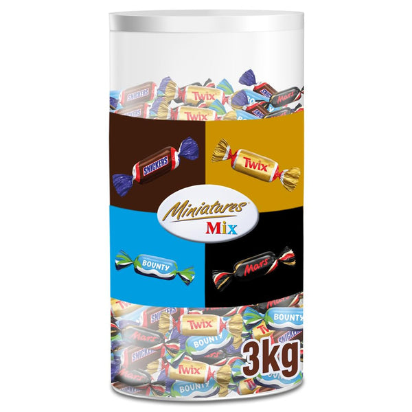 Mix de miniaturi, Mars, Snickers, Bounty & Twix, Batoane clasice în format mini, 296 Batoane, 3Kg Bomboane de Ciocolata Naty Shop