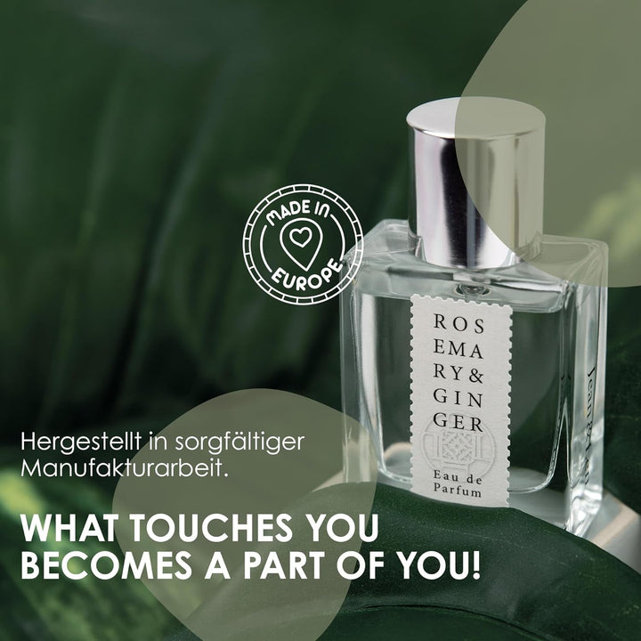 Jean & Len Rosemary & Ginger Eau De Parfum, parfum proaspăt-picant de rozmarin și ghimbir, fabricat într-o sticlă minimalistă de sticlă, parfum pentru femei și bărbați, 30 ml