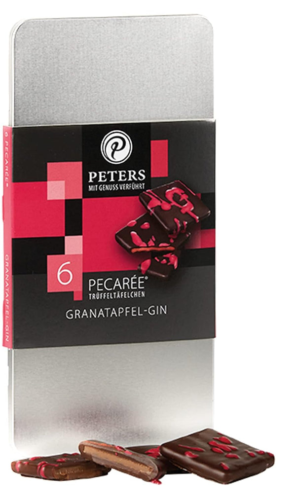 Peters, Batoane cu trufe si alcool, 63 grame Bomboane de Ciocolata Naty Shop Set de 6 bucati Gin cu rodie