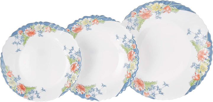 Florine Tafelservice Mit Blumen, Glas, Mehrfarbig, 33 X 33 X 31 Cm Seturi vesela masa Naty Shop