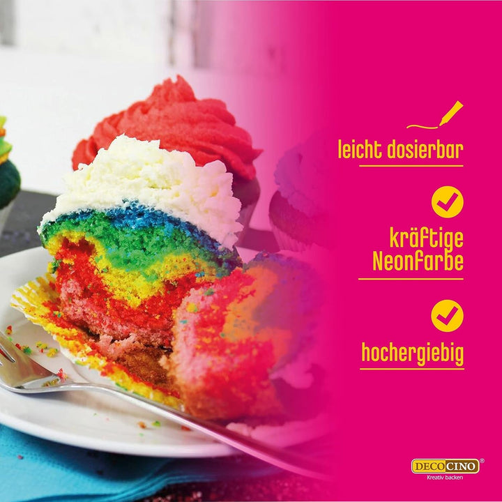 Decocino Neon Food Paste Red - Colorant alimentar cu doză mare - Pentru colorarea prăjiturilor, tartelor, brioșelor, cupcakes - Neutru la gust Coloranti Alimentari Naty Shop