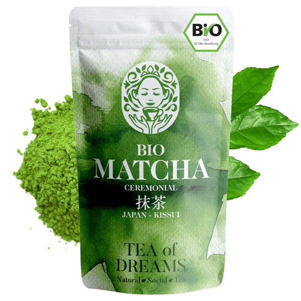 Pudră Matcha organică pentru ceai și Matcha Latte - Calitate ceremonială premium din Japonia - Ceai verde Kissui original - 30 g
