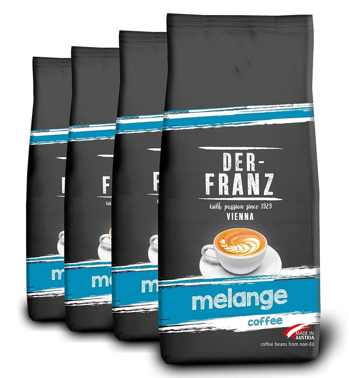 Der-Franz Espresso Coffee, Intensitate 5/5, Arabica și Robusta, boabe întregi, 4 X 1000 G Cafea Naty Shop 4 x 1 Kg Amestec