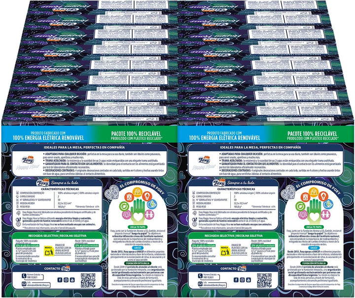 Happy Hour | Șervețele cu două straturi | 16 pachete À 50 bucăți À 33 X 33 Cm | Certificat FSC | 100% energie electrică regenerabilă | Ambalaj reciclabil fabricat din plastic reciclat