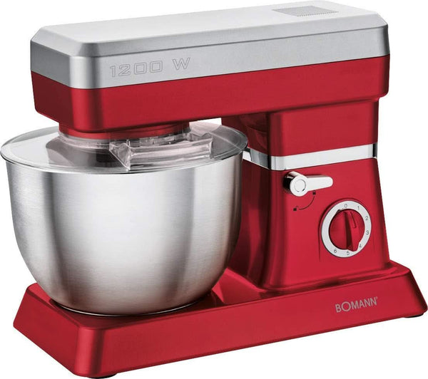 Bomann KM 398 CB Küchenmaschine, 8 Geschwindigkeitsstufen (0/1/2/3/4/5/6 + Puls), 6,3 Liter Edelstahlschüssel Für Max. 3–3,5 Kg Teigzubereitung, 1200 Watt, Rot Mama si Copilul Naty Shop Rot