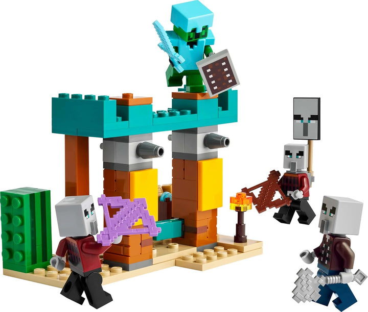 LEGO Minecraft The Illager Desert Patrol, set joc video pentru copii, mini-jucărie cu avanpost și trei minifigurine, inclusiv Plunderer, Servant și Cactus Knight 21267 Seturi de constructie Besuche den LEGO-Store