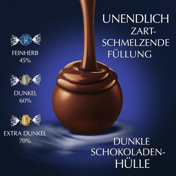 Lindt LINDOR Chocolate Balls Dark Mixture, pungă de 1 kg, resigilabilă Bomboane de Ciocolata Naty Shop