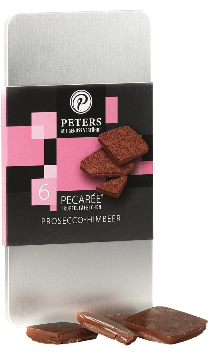Peters, Batoane cu trufe si alcool, 63 grame Bomboane de Ciocolata Naty Shop Set de 6 bucati Prosecco cu zmeură