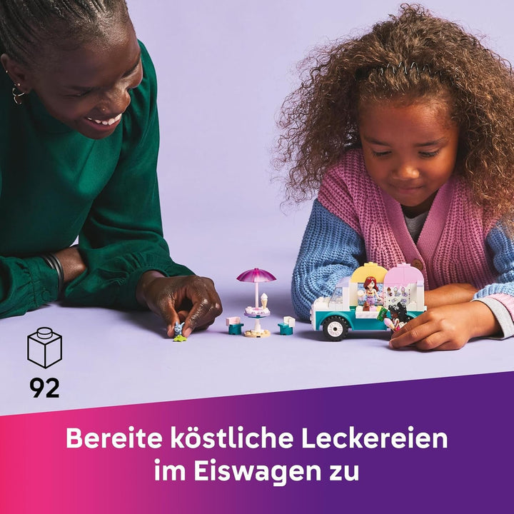Camion de înghețată LEGO Friends Heartlake City, set de joacă pentru jocuri de rol, set de construcție cu 2 figurine și un iepuraș, jucărie pentru fete de la 4 ani, jucărie de construcție cu minifigurine ale personajelor 42644 Seturi de constructie Besuche den LEGO-Store