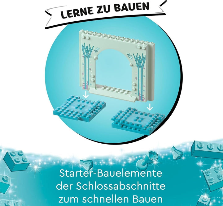 LEGO Disney Frozen Palatul de gheață al Elsei, castelul reginei de gheață, jucărie cu păpușile prințesei ELSA și Anna, plus 2 figurine de animale, cadou minunat pentru fete și băieți de 4 ani 43238 Seturi de constructie Besuche den LEGO-Store