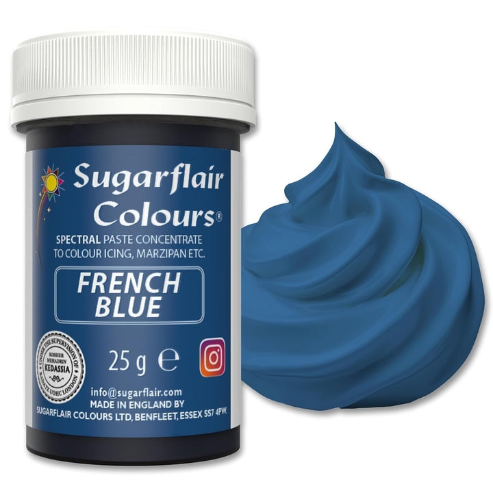 Sugarflair Spectral Eucalyptus Lebensmittelfarbe Paste, Hochkonzentrierte Lebensmittelfarbe Für Buttercreme, Zuckerpaste, Royal Icing, Kuchenmischungen Und Mehr! Lebensmittelfarbstoff - 25G Coloranti Alimentari Naty Shop French Blue