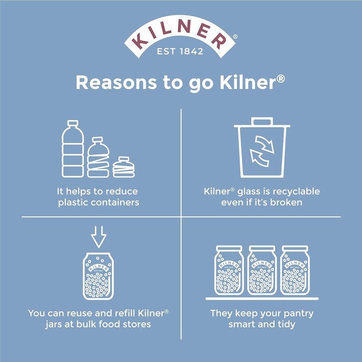 Borcan de mic dejun Kilner cu lingură / 350 ml, Ø 9,5 cm / 5 piese | cană pentru muesli la pachet / non-toxic / recipient din sticlă cu capac pentru muesli, terci și iaurt / recipient pentru ovăz peste noapte Cutii depozitare alimente Naty Shop