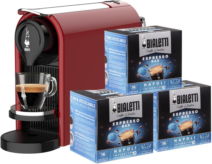 Bialetti Gioia, Espressor pentru capsule fabricat din aluminiu, include 64 de capsule, doar cu capsule, negru
