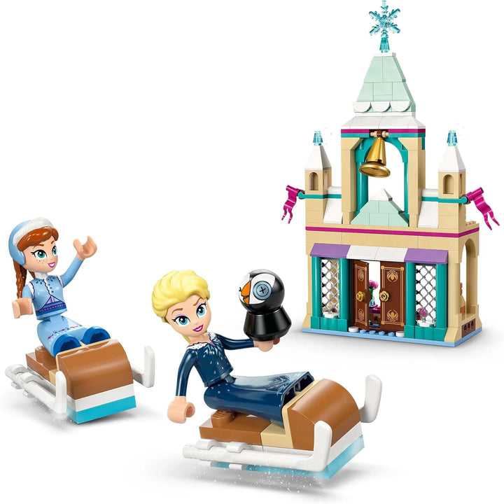 LEGO Ç€ Disney Frozen Castelul Arendelle, jucărie de prințesă cu mini păpuși ELSA, Anna și Olaf și o figură de pinguin, Playset fantezie, cadou pentru fete de la 5 ani 43265 Seturi de constructie Besuche den LEGO-Store
