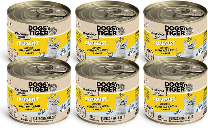 Dogs'N Tiger Gourmet Menu Glückskind, hrană umedă pentru pisoi, pui suculent și păstrăv - fără cereale, zahăr adăugat, conservanți artificiali, compatibilitate optimă, 6X400G