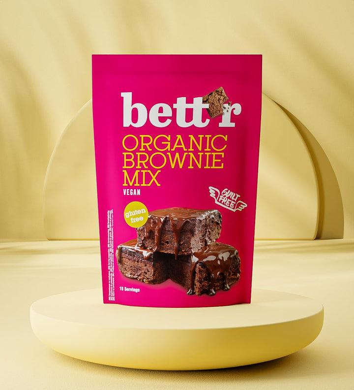 Bettr Organic Brownie Mix - Bio, Vegan Und Glutenfreie Brownies Mit Reichhaltigem Kakaogeschmack - 400 G - 15 Portionen Naty Shop