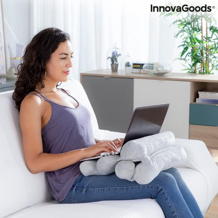 Innovagoods® Pernă ergonomică multifuncțională cu tub cu 5 module, pliabilă, robustă și durabilă, design catifelat, material bumbac/Pp, ideală pentru birou, casă, teleworking, mașină. Perne standard Naty Shop