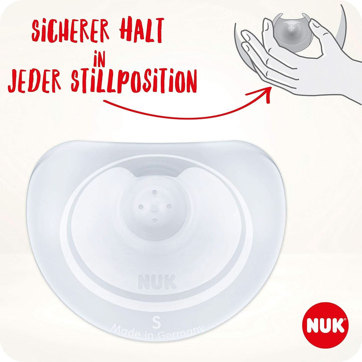 NUK scuturi pentru mameloane | Protecții pentru mameloane pentru alăptare | Protejează împotriva durerilor de sfârc | Silicon subțire | Marimea S (16Mm) | 2 bucati Accesorii Hrana si Alaptare Bebe Naty Shop