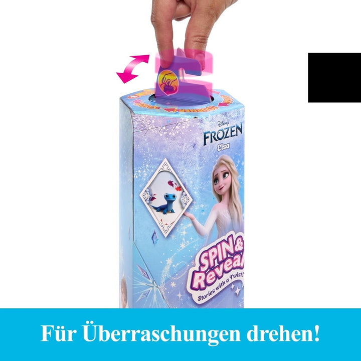 Mattel Disney The Ice Queen Elsa Fashion Doll Set, Spin & Reveal cu 11 surprize, inclusiv 5 accesorii, 5 autocolante și o scenă pentru joacă, inspirat de filmul Disney, HTG25 Papusi Naty Shop