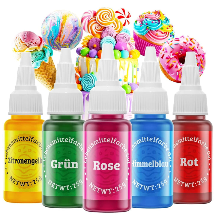 Coloranti alimentari lichizi, 6 ml si 25 ml Naty Shop Set 5 x 25 ml