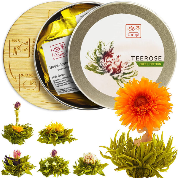 Set cadou cu flori de ceai cu 6 trandafiri de ceai, set de ceai cadou pentru femei | Idei originale de cadouri pentru Crăciun, ziua de naștere sau orice ocazie