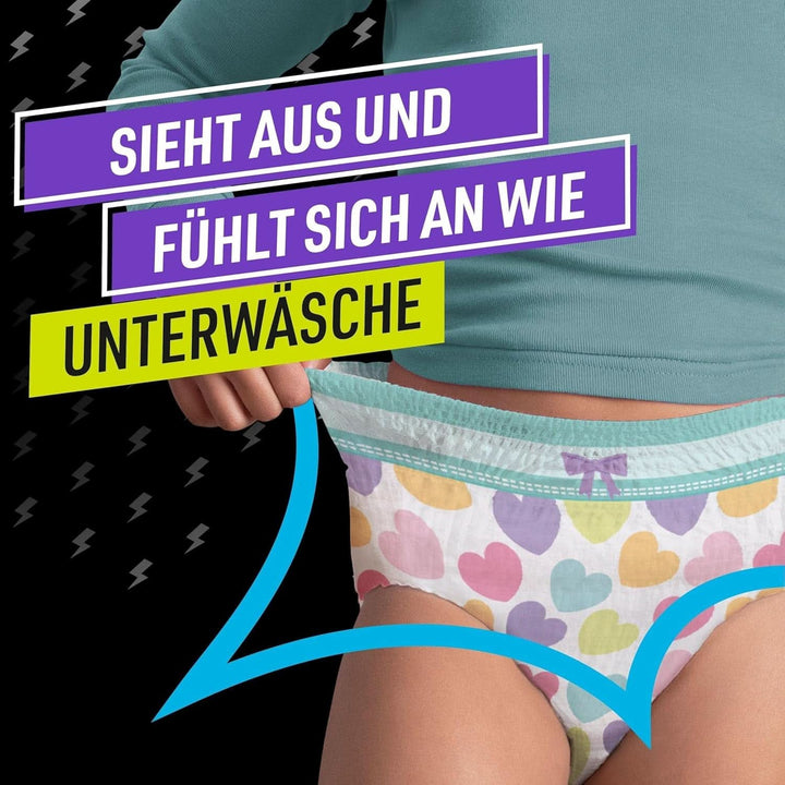 Pantaloni de pijama Ninjamas Hearts, 60 pantaloni de noapte absorbanți, 7 ani, 17Kg-30Kg Mama si Copilul Naty Shop