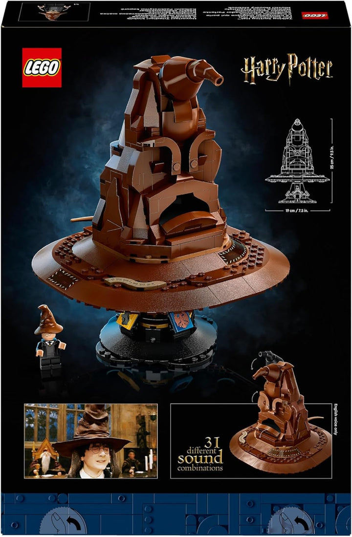 LEGO Harry Potter Pălăria vorbitoare, model Hogwarts pentru adulți, cadou de film pentru femei, bărbați, mamă și tată, cu 31 de combinații de sunete aleatorii, te sortează în casa ta Hogwarts 76429 Seturi de constructie Besuche den LEGO-Store