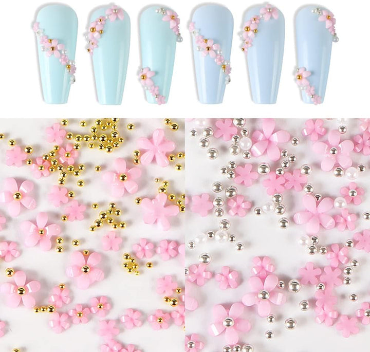 Unghii cu flori 3D, 6 grile, farmece pentru unghii cu flori, strasuri acrilice pentru unghii, accesorii pentru unghii, decorațiuni DIY pentru unghii de primăvară