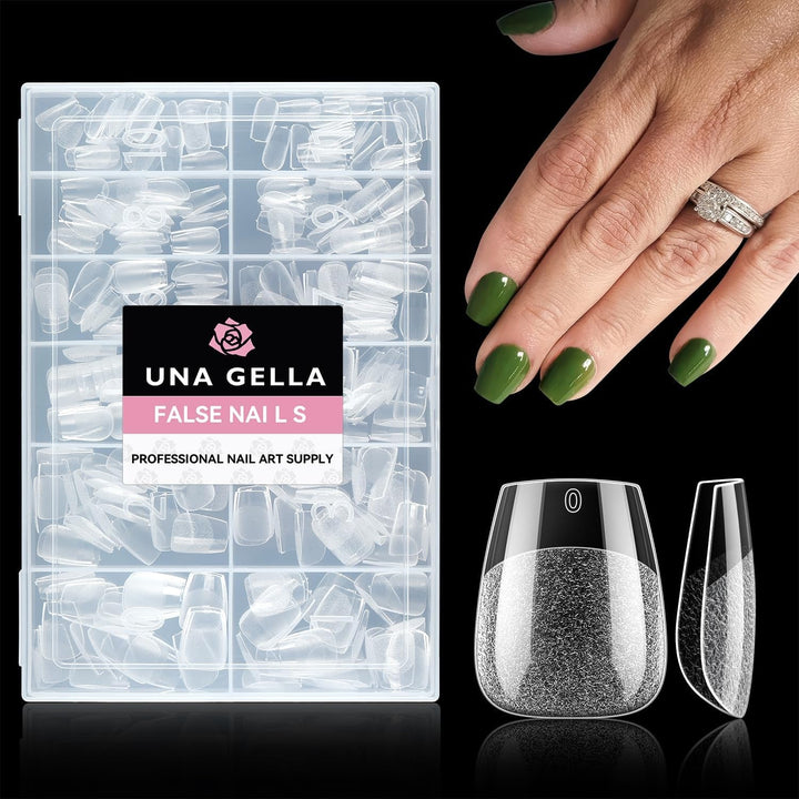 Tipuri de unghii balerină pentru unghii cu gel, 216 bucăți, 12 mărimi, tipuri de unghii cu gel moale, acoperire completă, set pentru extensii de unghii, semi-mate, DIY, artă acasă