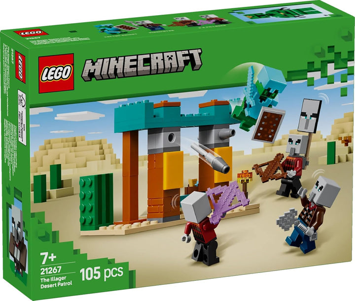LEGO Minecraft The Illager Desert Patrol, set joc video pentru copii, mini-jucărie cu avanpost și trei minifigurine, inclusiv Plunderer, Servant și Cactus Knight 21267 Seturi de constructie Besuche den LEGO-Store
