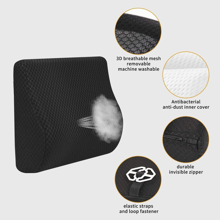 Livtribe pernă lombară auto, pernă de suport lombar din spumă de memorie, pernă ergonomică pentru spătar pentru scaune auto, scaun de birou, scaun cu rotile (negru) Perne lombare Naty Shop