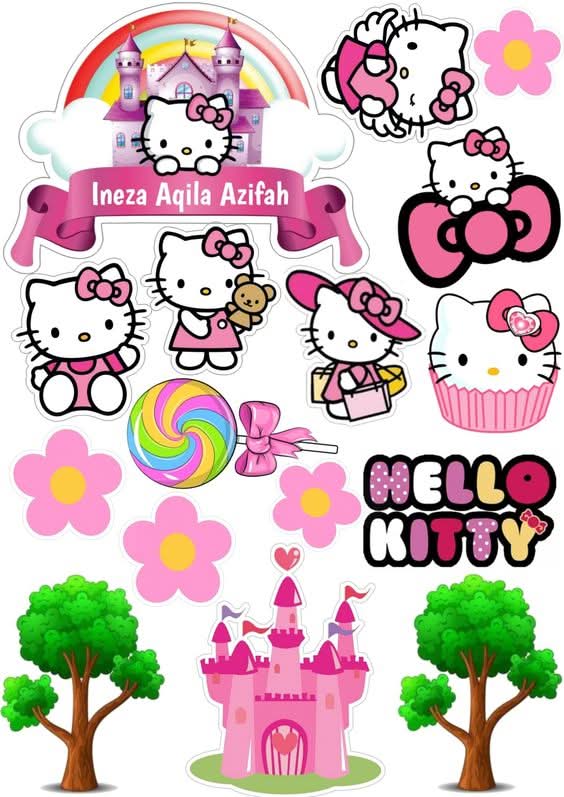 Imagine comestibila, vafa sau icing, format A4, Hello Kitty Imagini comestibile Naty Shop