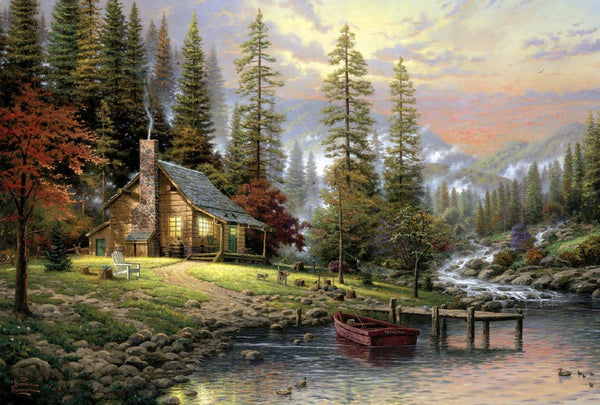 Schmidt Spiele 58455 Thomas Kinkade, Casă în munți, puzzle jigsaw 500 piese Puzzle Naty Shop Titlu implicit