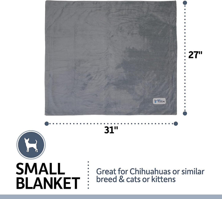 Pătură premium pentru câini sau pisici de talie mică (79 x 69 cm). Micropluș gri, reversibil. [100% poliester moale]