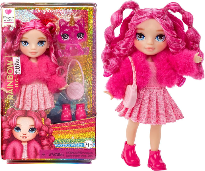 Rainbow High Littles - Opal Raine - păpușă mică, mobilă - păpușă mare de 14 cm în culorile curcubeului cu geantă și unicorn magic - pentru copii și colecționari Papusi Naty Shop Magenta
