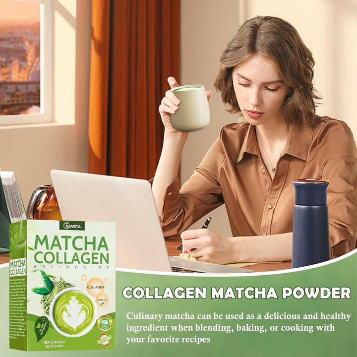 Pachet de 2 băuturi organice cu colagen Matcha 40X3G Proteine Matcha Powder Fără aditivi Sticks Matcha Tea Powder Energieboost Cu cofeină naturală Pentru latte, smoothie-uri și produse de patiserie