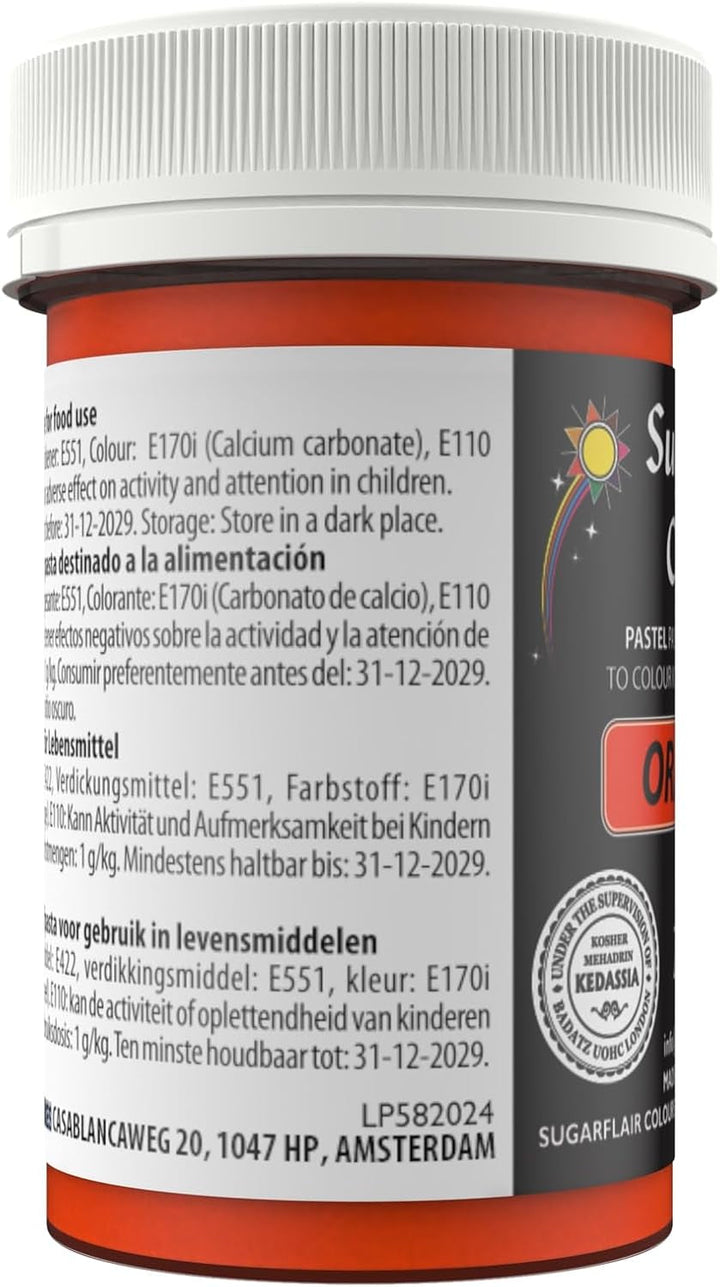 Sugarflair Lebensmittelfarbe Pasta Pastel Orange, Pasta Lebensmittel Farbe Für Fondant Und Marzipan, Spectral Concentrated Paste Colours - 25G Coloranti Alimentari Naty Shop