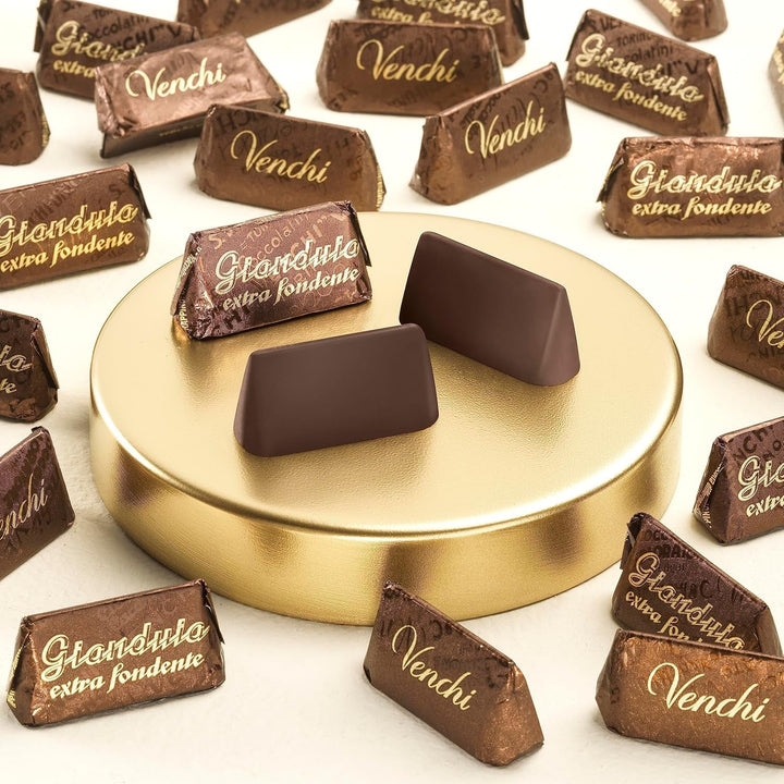 Praline de ciocolata neagra, fara gluten, Extra Venchi Gianduiotti la pachet vrac 1 Kg Bomboane de Ciocolata Naty Shop