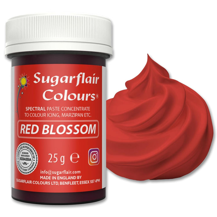Sugarflair Spectral Eucalyptus Lebensmittelfarbe Paste, Hochkonzentrierte Lebensmittelfarbe Für Buttercreme, Zuckerpaste, Royal Icing, Kuchenmischungen Und Mehr! Lebensmittelfarbstoff - 25G Coloranti Alimentari Naty Shop Red Blossom