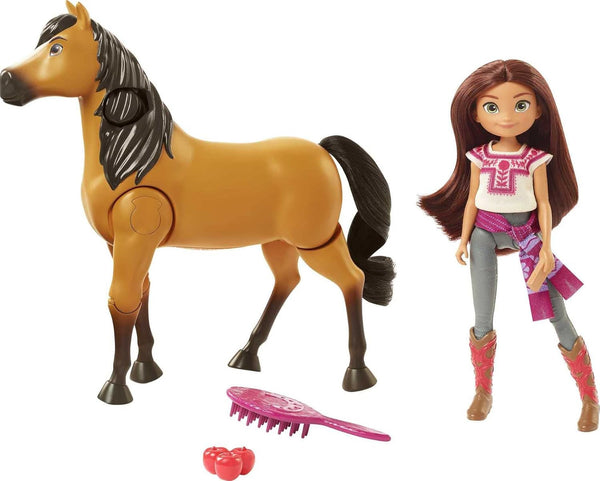 Dreamworks Spirit GXF95 - Set de aventură de călărie cu păpușă Lucky (17,78 cm) și cal Spirit (20,32 cm), jucării pentru vârsta de 3+ Papusi Naty Shop Titlu implicit