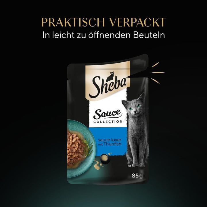 Sheba Sauce Collection Sauce Lover hrană umedă pentru pisici în pungă porționată cu ton (MSC) 28X85G