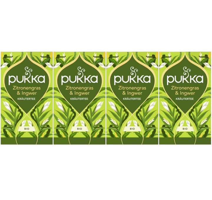 Pukka | Ceai din plante bio „Lemongrass &amp; Ginger” | Lemongrass, ghimbir și lemn dulce | 4 x 20 pliculețe de ceai