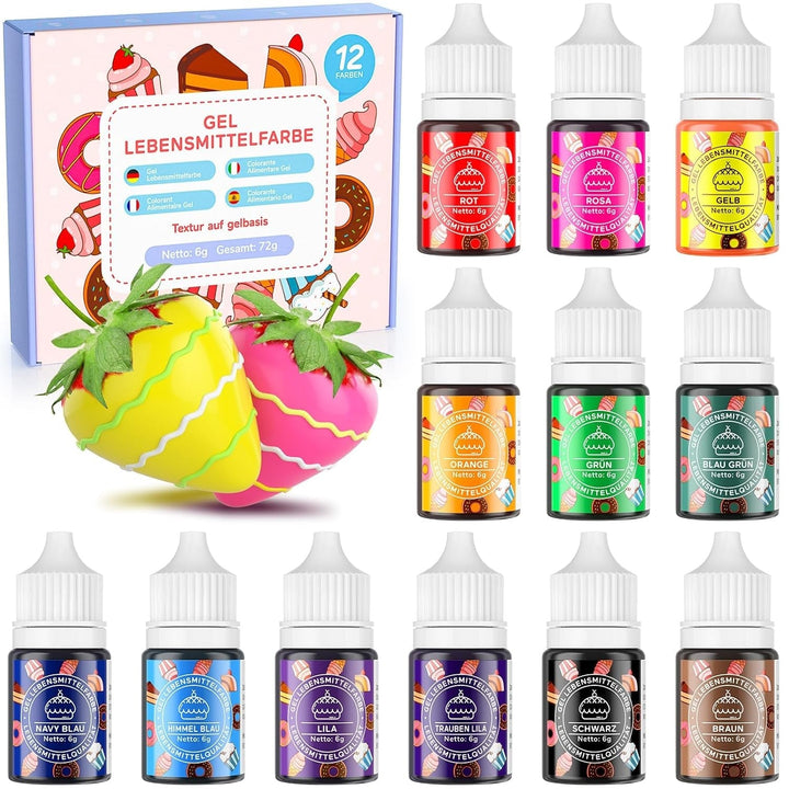 Fettlösliche Lebensmittelfarbe 15 Farben X 6Ml - Lebensmittelfarben Ölbasis Für Schokolade, Fondant, Cupcakes, Kuchen, Backen, Macaron - Food Coloring Für Tortendeko - 6Ml Naty Shop 6 G (12Er Pack)