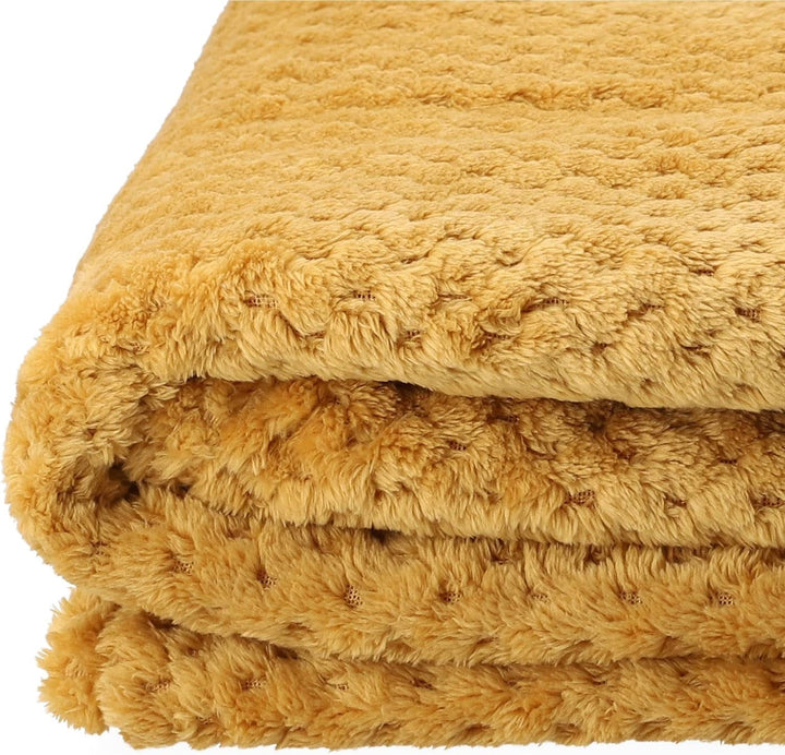 HOMLA Noah Pătură decorativă moale - pătură confortabilă din fibre de poliester pentru casă pătură pufoasă pentru canapea pat - 150 X 200 cm model de boabe de orez culoare muștar Paturi si Cuverturi Besuche den HOMLA-Store