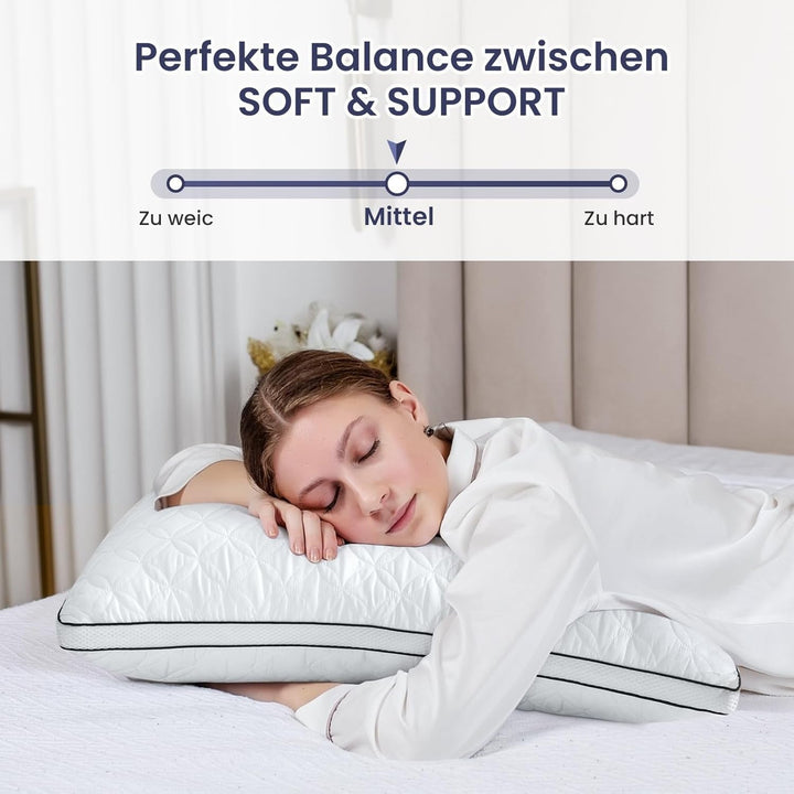 Pernă Bedstory 40X80Cm Set de 2 perne, pernă de dormit din microfibră 2X950G, pernă de pat respirabilă și lavabilă, ideală pentru un somn odihnitor profund, certificată Oeko-Tex Perne standard Naty Shop