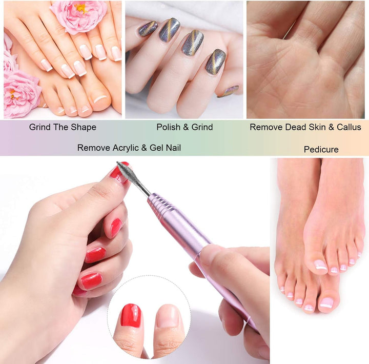 Burghiu de unghii diamantat MWOOT pentru pile de unghii electrice cu mâneci de șlefuit benzi de șlefuit, burghie de unghii, accesorii pentru unghii artificiale, îndepărtarea cuticulelor